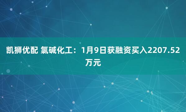 凯狮优配 氯碱化工：1月9日获融资买入2207.52万元